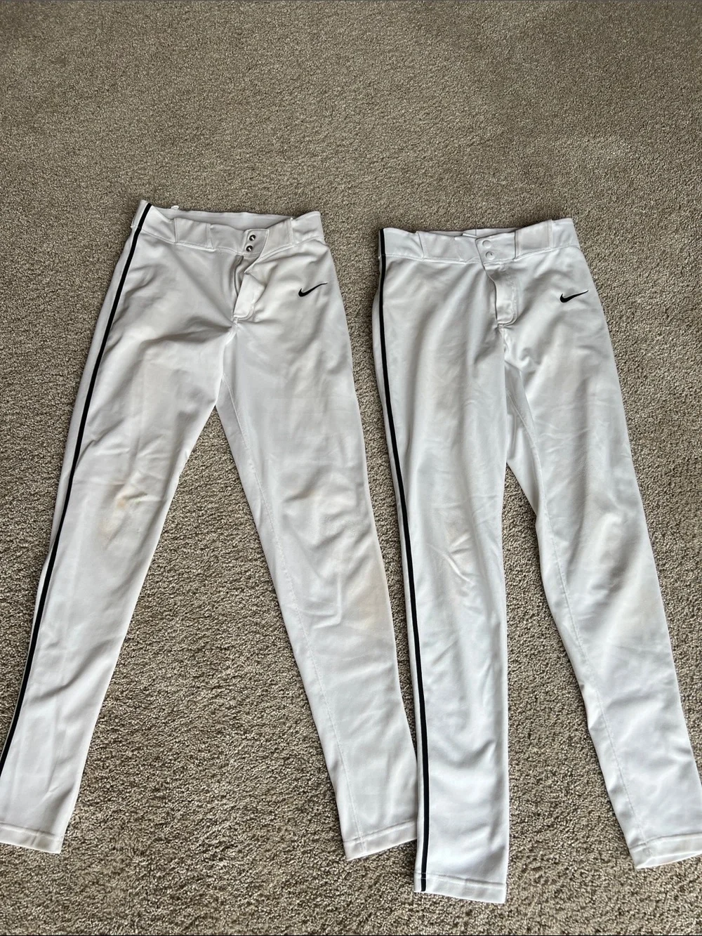 Nike Men’s White Baseball Pants with Black Stripe XS 2 pairs - Picture 1 of 16